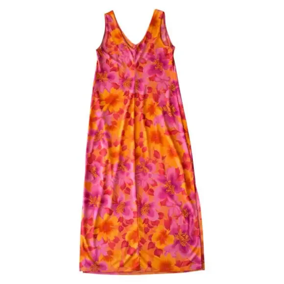 Y2K Hot Pink and Orange Hawaiian Floral Dress - Size S/M - Picture 4 of 5